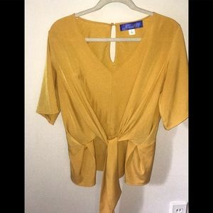 Mustard color tie front top